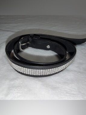 USG Princess Black Leather Equestrian Belt with Rhinestones - 26” Horse Riding